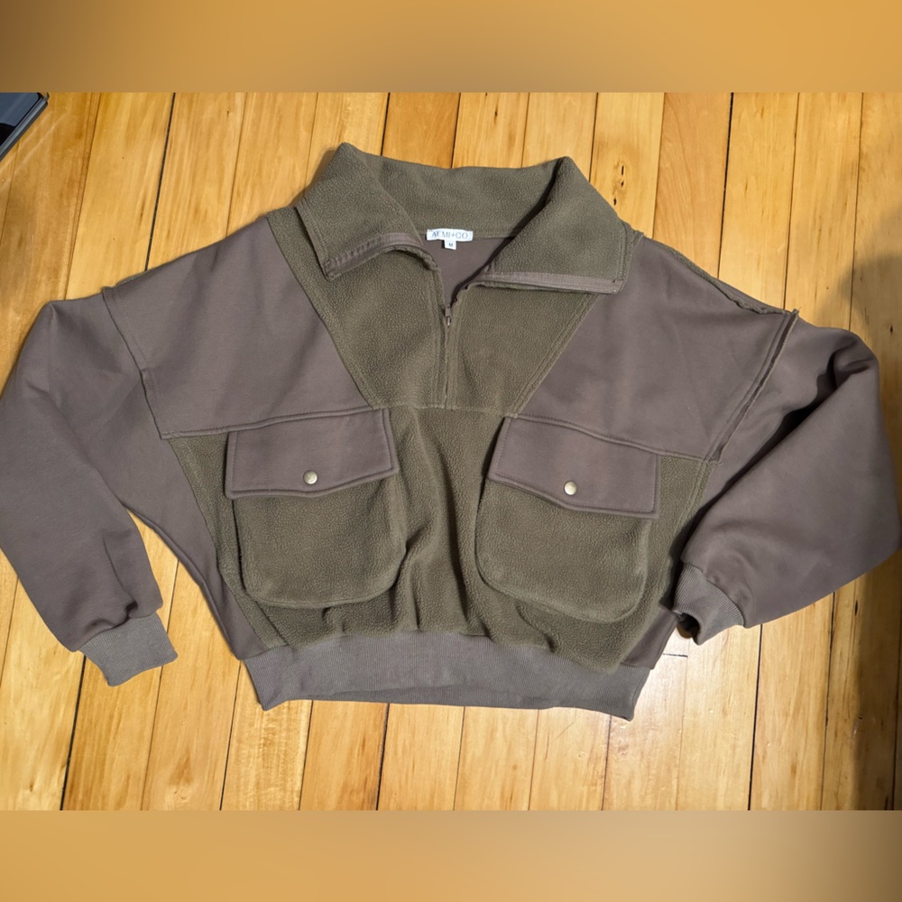 Olive and Brown Women's Sweatshirt